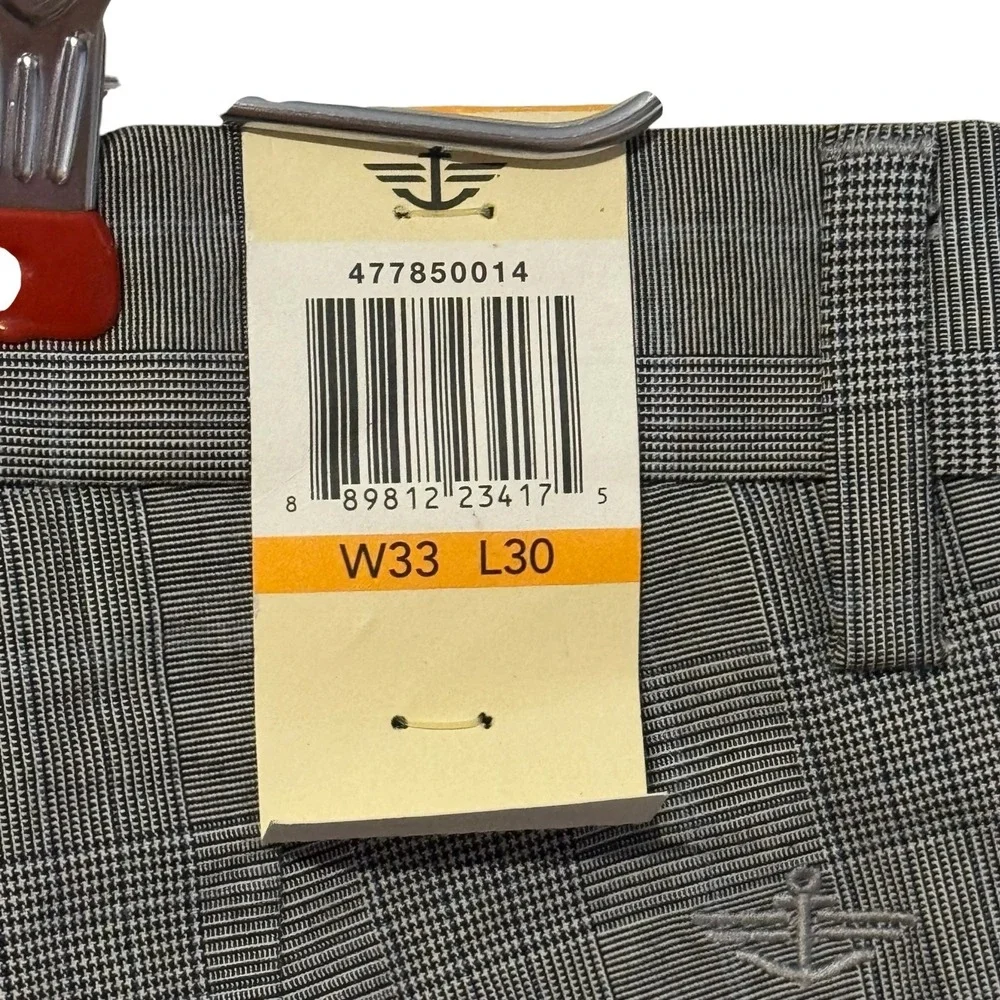 Dockers Men's Dress Pants Straight Leg Houndstooth Plaid Gray Blue Sz. 33X30 NWT